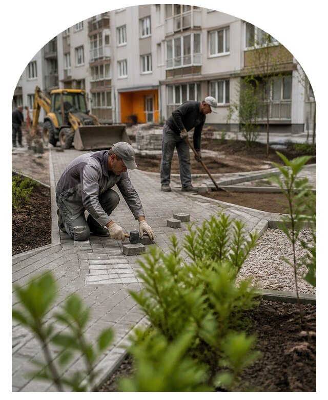 Благоустройство двора многоквартирного дома в Щекине