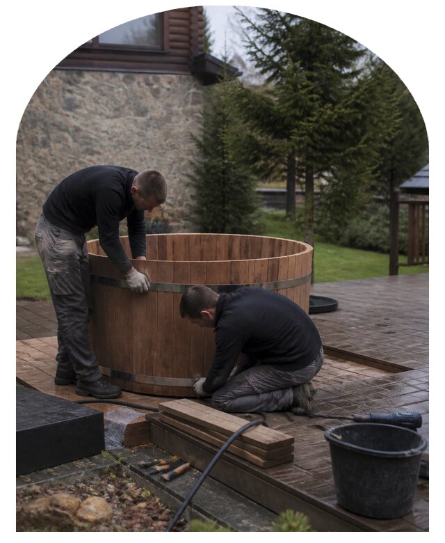Профессиональный монтаж купели на участке под ключ в Щекине